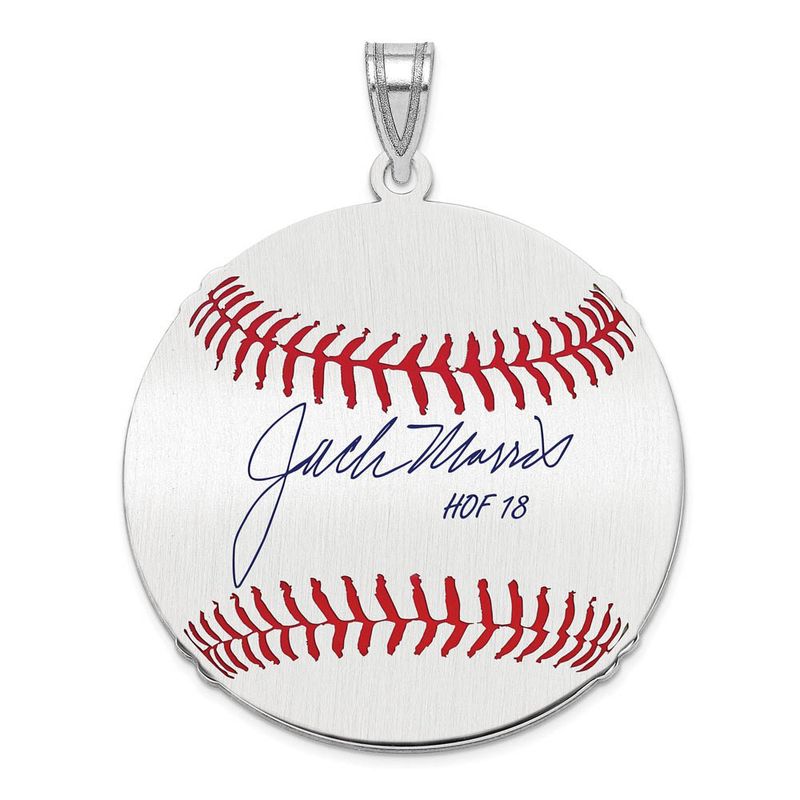 Sterling Silver Jack Morris Signature Lg Enamel Baseball Pendant